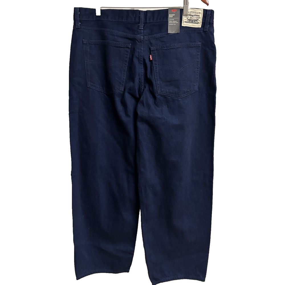 Levi’s Mens Baggy Dad Denim Jeans Size 33 Dark Wash Cotton Mid Rise Straight New - Picture 4 of 8